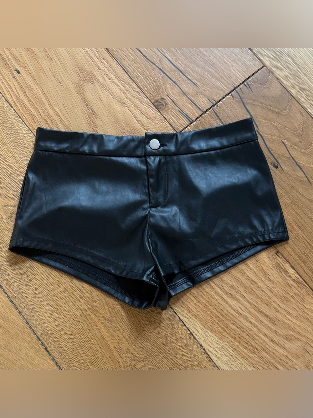 Shein faux black leather shorts